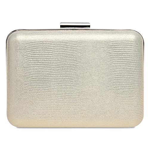Caspar TA529 elegante Damen Snake Skin Box Clutch Tasche Abendtasche, Farbe:champagner, Größe:Einheitsgröße von Caspar