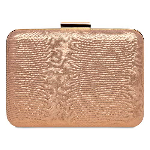 Caspar TA529 elegante Damen Snake Skin Box Clutch Tasche Abendtasche, Farbe:roségold, Größe:Einheitsgröße von Caspar