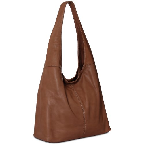 Caspar TL610 Damen Leder Schultertasche/Handtasche/Shopper, Farbe:marone von Caspar