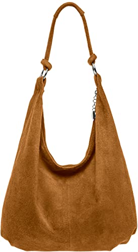 Caspar TL617 große Damen Vintage Veloursleder Tasche, Farbe:braun von Caspar