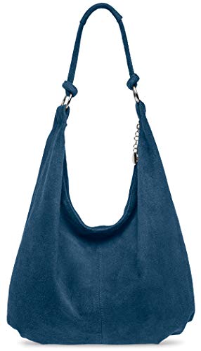 Caspar TL617 große Damen Vintage Veloursleder Tasche, Farbe:jeans blau von Caspar