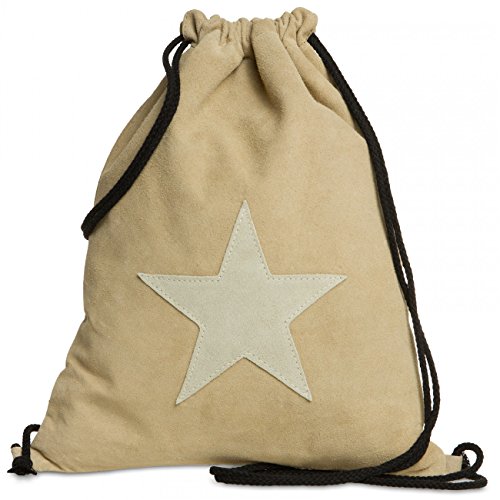 Caspar TL711 Unisex Wildleder Turnbeutel mit Stern, Farbe:beige - beige, Größe:One Size von Caspar