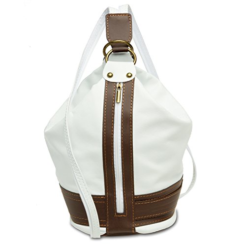 Caspar TL721 3-in-1 mittelgroßer Leder Rucksack Schultertasche Cross Body Bag, Farbe:weiss, Größe:One Size von Caspar