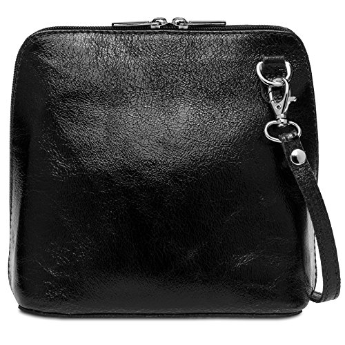 Caspar Kleine Elegante Leder Clutch Damen Umhängetasche in metallic Optik - CLASSIC LINE - Modell No.778 - Made in Italy, Farbe:schwarz, Größe:One Size von Caspar