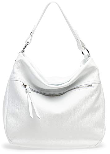 Caspar TL795 Damen Leder Schultertasche Mini Shopper, Farbe:weiss, Größe:One Size von Caspar