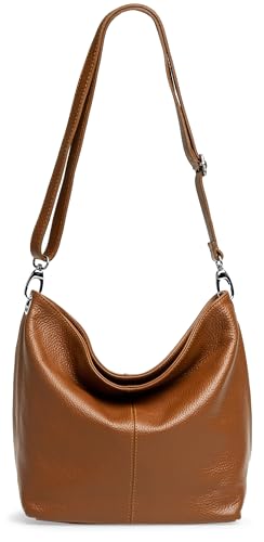 Caspar Klassisch Elegante Leder Handtasche Damen Tasche mit verstellbarem Schultergurt - PREMIUM LINE - Modell No.803 - Made in Italy, Farbe:cognac, Accessoires:One Size Caspar Klassisch Elegante Leder Handtasche Damen Tasche mit verstellbarem Schultergurt - PREMIUM LINE - Modell No.803 - Made in Italy, Farbe:cognac, Accessoires:One Size von Caspar