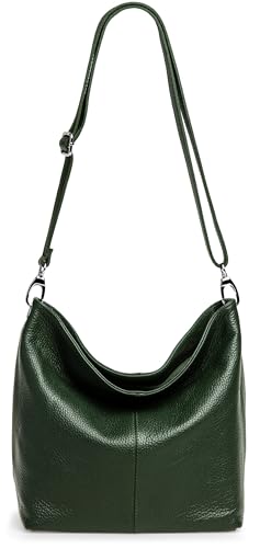 Caspar Klassisch Elegante Leder Handtasche Damen Tasche mit verstellbarem Schultergurt - PREMIUM LINE - Modell No.803 - Made in Italy, Farbe:tannengrün, Accessoires:One Size Caspar Klassisch Elegante Leder Handtasche Damen Tasche mit verstellbarem Schultergurt - PREMIUM LINE - Modell No.803 - Made in Italy, Farbe:tannengrün, Accessoires:One Size von Caspar