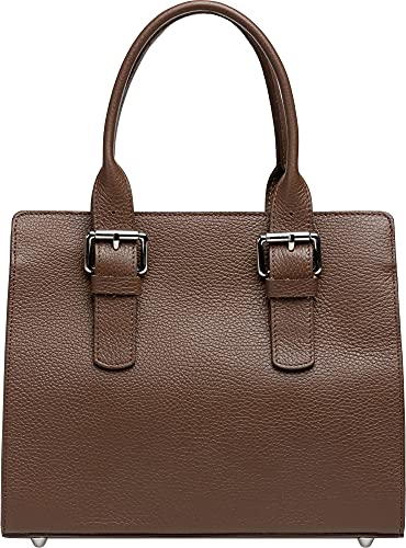 Caspar TL807 klassisch elegante Damen Leder Handtasche, Farbe:braun, Größe:One Size von Caspar