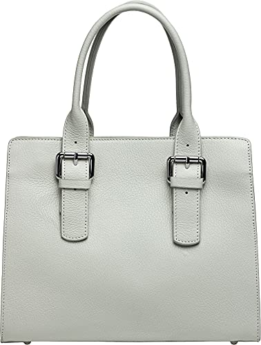 Caspar TL807 klassisch elegante Damen Leder Handtasche, Farbe:hellgrau, Größe:One Size von Caspar