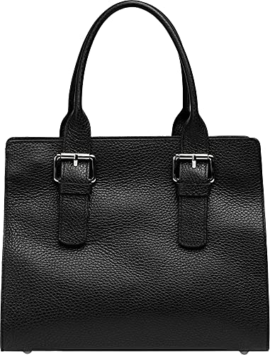 Caspar TL807 klassisch elegante Damen Leder Handtasche, Farbe:schwarz, Größe:One Size von Caspar