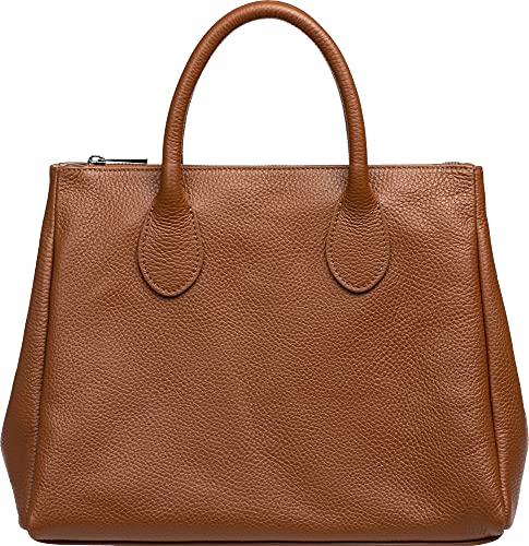 Caspar TL812 klassisch elegante Damen Leder Handtasche, Farbe:cognac, Größe:One Size von Caspar