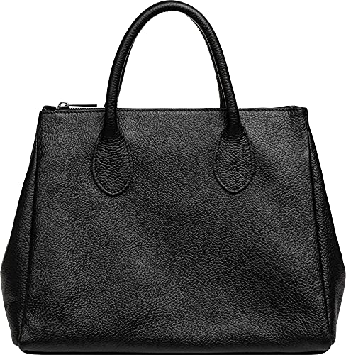 Caspar TL812 klassisch elegante Damen Leder Handtasche, Farbe:schwarz, Größe:One Size von Caspar