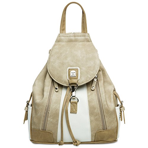 Caspar TS1028 Damen Tasche Handtasche Rucksack Umhängetasche - diverse Modelle, Farbe:#15117 weiß beige Rucksack, Größe:One Size von Caspar