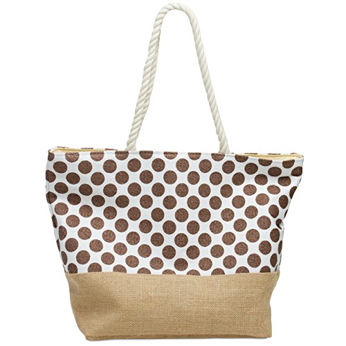 Caspar TS1036 Damen Strandtasche mit Punkte Muster, Farbe:braun, Größe:One Size von Caspar