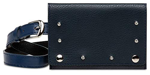 Caspar TS1063 kleine elegante Damen Gürteltasche mit Gürtel, Farbe:dunkelblau, Gürtelgröße:L [Körpferumfang 86-98 cm] von Caspar