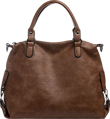 Caspar TS1068 große Damen XL Handtasche mit Schultergurt, Farbe:taupe, Accessoires:One Size von Caspar