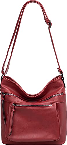 Caspar TS1070 sportlich elegante mittelgroße Damen Crossbody Bag Umhängetasche, Farbe:rot, Accessoires One Size:One Size von Caspar