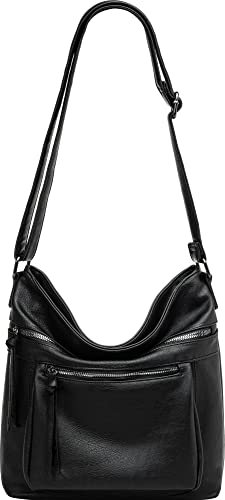 Caspar TS1070 sportlich elegante mittelgroße Damen Crossbody Bag Umhängetasche, Farbe:schwarz, Accessoires One Size:One Size von Caspar