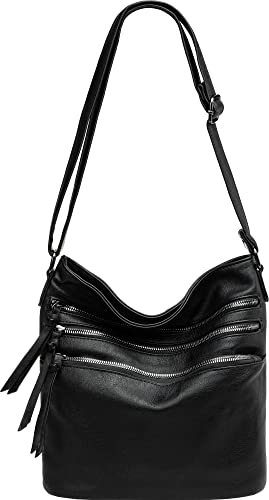 Caspar TS1071 sportlich elegante mittelgroße Damen Crossbody Bag Umhängetasche, Farbe:schwarz, Accessoires One Size:One Size Caspar TS1071 sportlich elegante mittelgroße Damen Crossbody Bag Umhängetasche, Farbe:schwarz, Accessoires One Size:One Size von Caspar