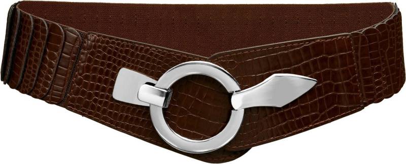 Caspar Taillengürtel GU300-C elastischer breiter Damen Stretch Gürtel mit Croco Muster von Caspar