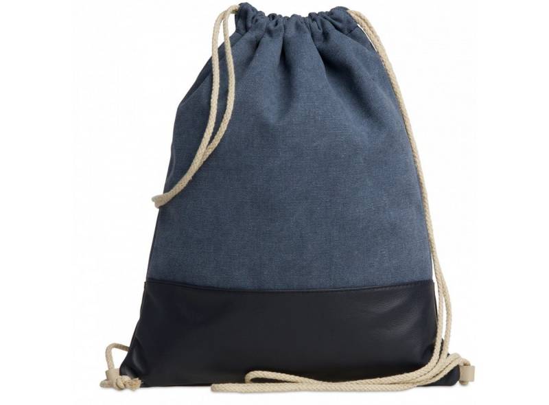 Caspar Turnbeutel Baumwoll Canvas Leder Sportbeutel - SIGNATURE LINE - Modell No.714, aus gewaschenem Echtleder aus Italien - samtig weich & nachhaltig von Caspar