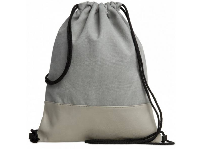 Caspar Turnbeutel Baumwoll Canvas Leder Sportbeutel - SIGNATURE LINE - Modell No.714, aus gewaschenem Echtleder aus Italien - samtig weich & nachhaltig von Caspar