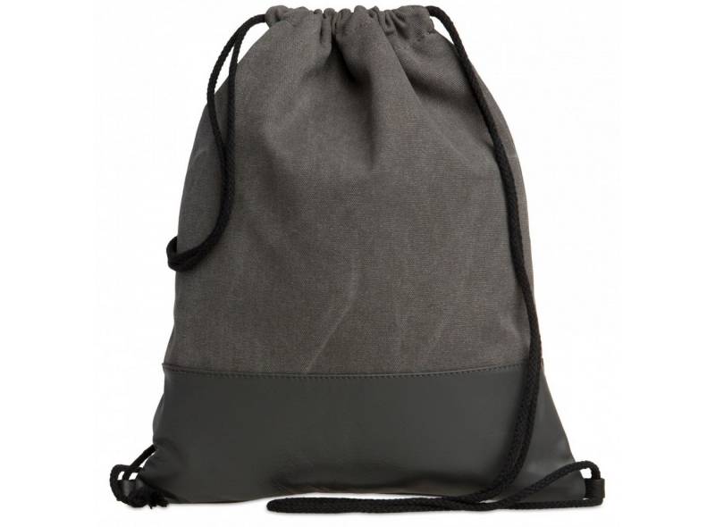 Caspar Turnbeutel Baumwoll Canvas Leder Sportbeutel - SIGNATURE LINE - Modell No.714, aus gewaschenem Echtleder aus Italien - samtig weich & nachhaltig von Caspar