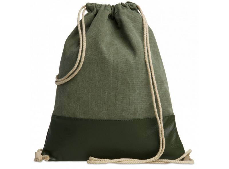 Caspar Turnbeutel Baumwoll Canvas Leder Sportbeutel - SIGNATURE LINE - Modell No.714, aus gewaschenem Echtleder aus Italien - samtig weich & nachhaltig von Caspar