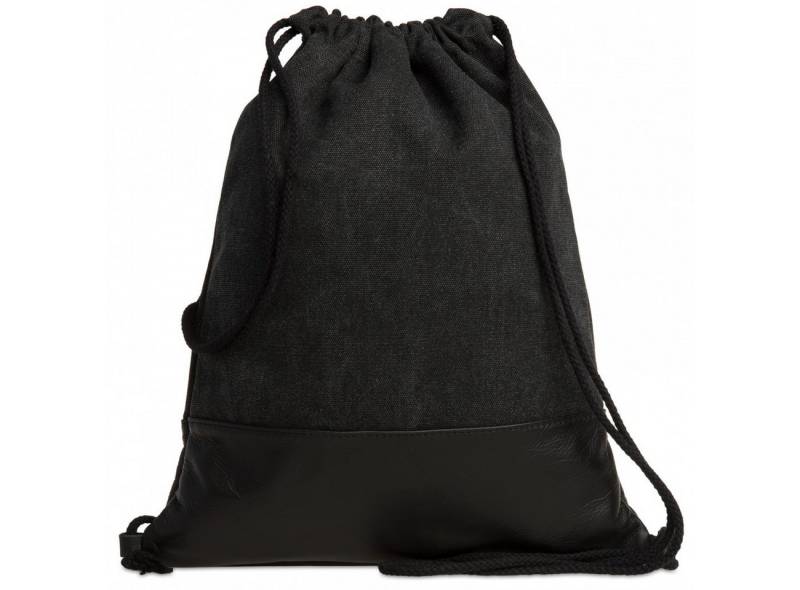 Caspar Turnbeutel Baumwoll Canvas Leder Sportbeutel - SIGNATURE LINE - Modell No.714, aus gewaschenem Echtleder aus Italien - samtig weich & nachhaltig von Caspar