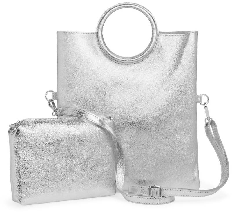Caspar Umhängetasche 2in1 leder Set Handtasche Crossbody Bag - CLASSIC LINE - Modell No.836, leicht, elegant & unempfindlich - 100% Echtleder - Handmade in Italy von Caspar