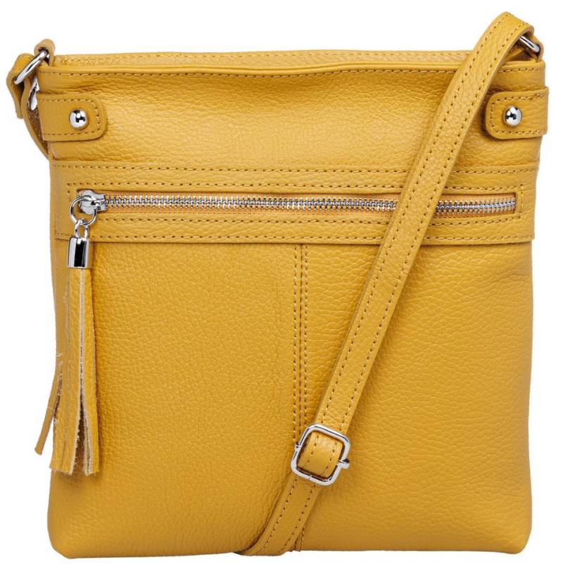 Caspar Umhängetasche Mittelgroße Crossbody Bag Leder Tasche - CLASSIC LINE - Modell No.825, elegant, robust & unempfindlich - 100% Echtleder - Handmade in Italy von Caspar