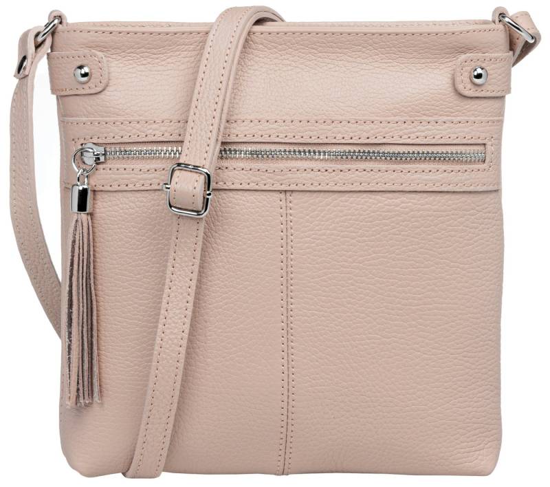 Caspar Umhängetasche Mittelgroße Crossbody Bag Leder Tasche - CLASSIC LINE - Modell No.825, elegant, robust & unempfindlich - 100% Echtleder - Handmade in Italy von Caspar