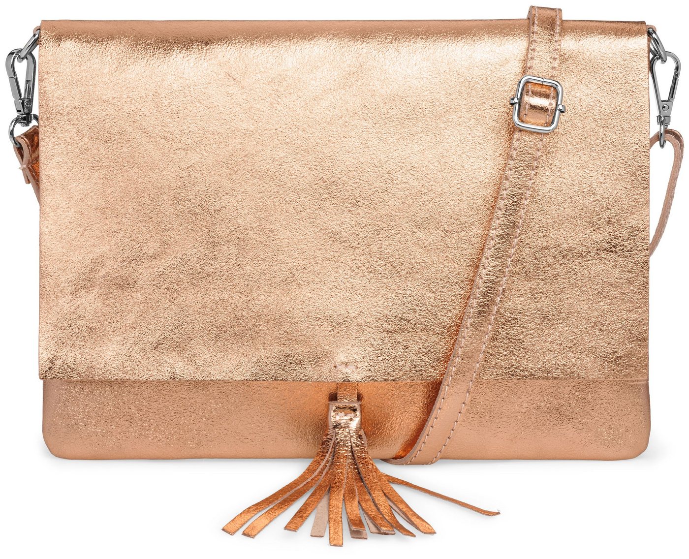 Caspar Umhängetasche xl Clutch Leder Damen Tasche mit Quaste - CLASSIC LINE - Modell No.829, leicht, elegant & unempfindlich - 100% Echtleder - Handmade in Italy von Caspar