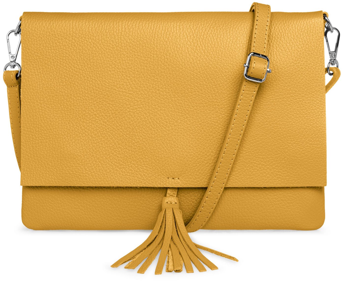 Caspar Umhängetasche xl Clutch Leder Damen Tasche mit Quaste - CLASSIC LINE - Modell No.829, leicht, elegant & unempfindlich - 100% Echtleder - Handmade in Italy von Caspar