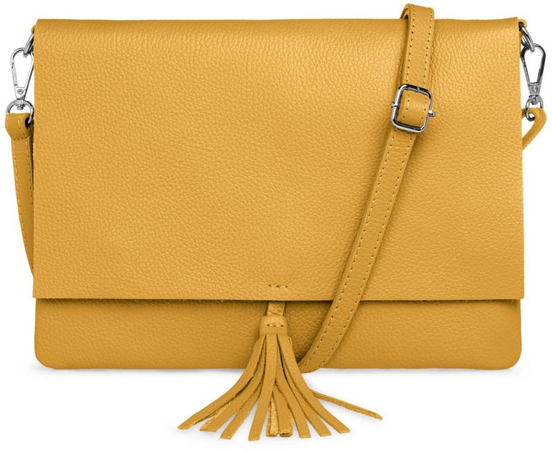 Caspar Umhängetasche xl Clutch Leder Damen Tasche mit Quaste - CLASSIC LINE - Modell No.829, leicht, elegant & unempfindlich - 100% Echtleder - Handmade in Italy von Caspar