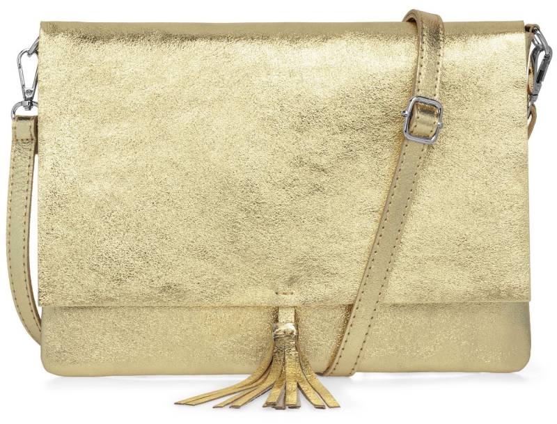 Caspar Umhängetasche xl Clutch Leder Damen Tasche mit Quaste - CLASSIC LINE - Modell No.829, leicht, elegant & unempfindlich - 100% Echtleder - Handmade in Italy von Caspar