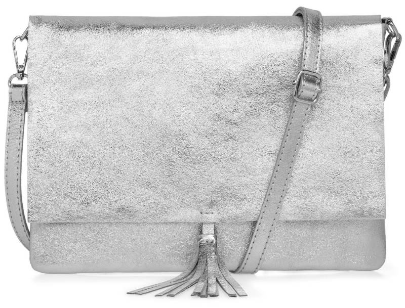 Caspar Umhängetasche xl Clutch Leder Damen Tasche mit Quaste - CLASSIC LINE - Modell No.829, leicht, elegant & unempfindlich - 100% Echtleder - Handmade in Italy von Caspar