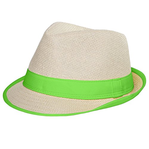Caspar Unisex Trilby Hut/Strohhut mit farbiger Krempe - 2 Modelle - viele Farben - HT001, Farbe:No.2 lemon von Caspar