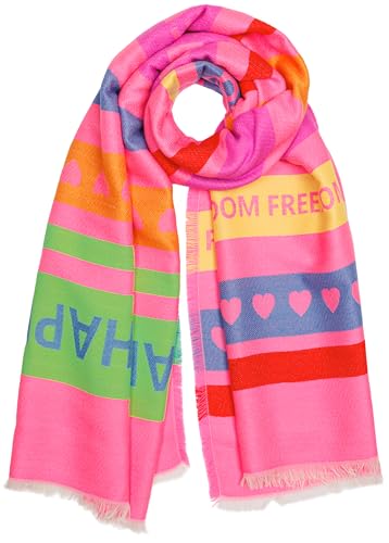 Caspar Weicher Damen Schal aus Viskose Halstuch für Frühling & Herbst Tuch mit buntem Muster - SC540, Farbe:rosa neongrün orange von Caspar