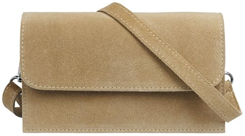 Caspar Wildleder Umhängetasche Dirndltasche kleine Trachtentasche Damen Handtasche aus Leder für Dirndl - PREMIUM LINE - Modell No.846 - Made in Italy, Farbe:beige von Caspar