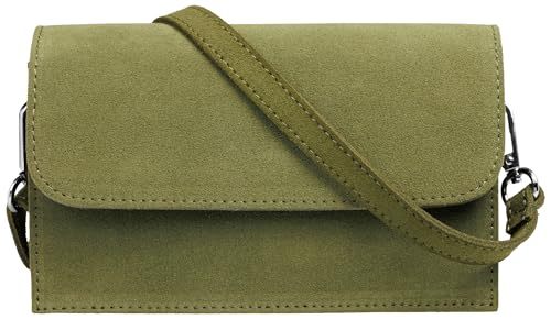 Caspar Wildleder Umhängetasche Dirndltasche kleine Trachtentasche Damen Handtasche aus Leder für Dirndl - PREMIUM LINE - Modell No.846 - Made in Italy, Farbe:olivgrün von Caspar