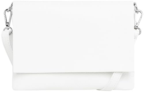 Caspar elegante Leder Clutch Damen Umhängetasche XL Abendtasche in 2 Größen - CLASSIC LINE - Modell No.770 - Made in Italy, Farbe:weiß, Größe:Groß (BxH ca. 30,5x22cm) von Caspar