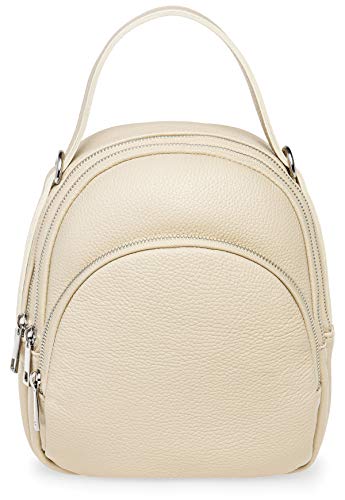 Caspar eleganter Damen Leder Rucksack Rucksacktasche City Backpack - PREMIUM LINE - Modell No.793 - Made in Italy, Farbe:hell beige, Größe:One Size von Caspar