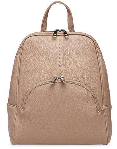 Caspar eleganter Damen Leder Rucksack großer City Backpack - PREMIUM LINE - Modell No.802 - Made in Italy, Farbe:rosa beige, Größe:Einheitlich von Caspar