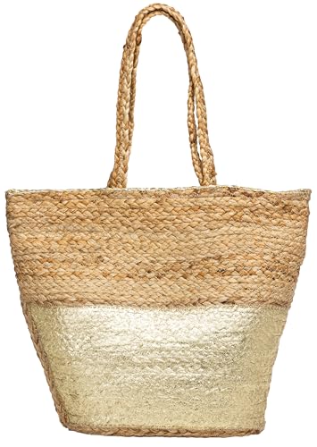 Caspar große Damen Strandtasche aus Stroh Schultertasche für Strand Shopper Sommertasche - TS1078, Farbe:gold von Caspar