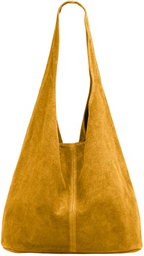 Caspar große Damen Wildleder Tasche Hobo Bag Shopper - CLASSIC LINE - Modell No.767 - Made in Italy, Farbe:curry, Größe:One Size von Caspar