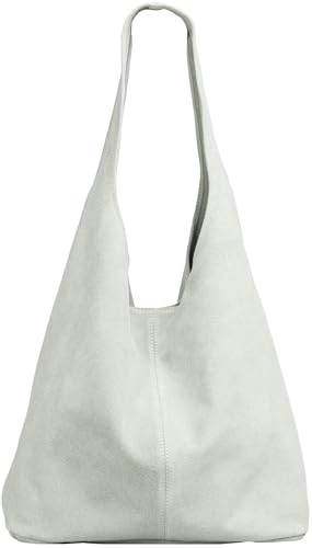 Caspar große Damen Wildleder Tasche Hobo Bag Shopper - CLASSIC LINE - Modell No.767 - Made in Italy, Farbe:elfenbein, Größe:One Size von Caspar