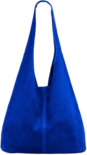 Caspar große Damen Wildleder Tasche Hobo Bag Shopper - CLASSIC LINE - Modell No.767 - Made in Italy, Farbe:royal blau, Größe:One Size von Caspar