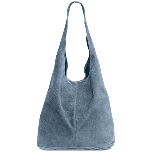 Caspar große Damen Wildleder Tasche - Hobo Bag Shopper - Classic Line - Modell No.767 - Made in Italy, Farbe:jeans blau, Größe:One Size von Caspar
