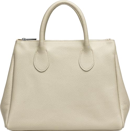 Caspar klassisch elegante Leder Tote Bag Damen Handtasche - PREMIUM LINE - Modell No.812 - Made in Italy, Farbe:beige, Größe:One Size Caspar klassisch elegante Leder Tote Bag Damen Handtasche - PREMIUM LINE - Modell No.812 - Made in Italy, Farbe:beige, Größe:One Size von Caspar